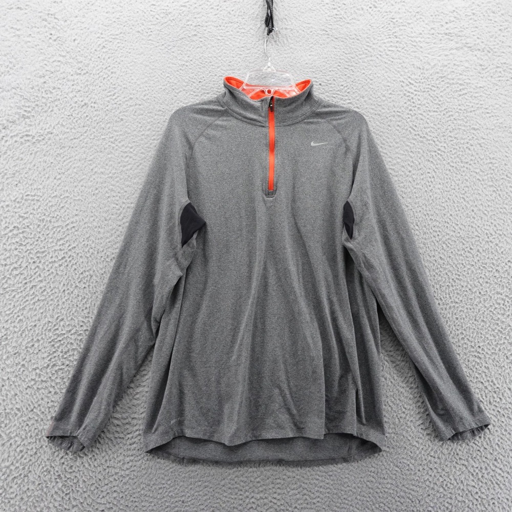 Nike Running DriFit Running Pullover Large Gray Mens Activewear Lightweight